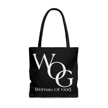 Load image into Gallery viewer, Woman Of God Black Tote Bag
